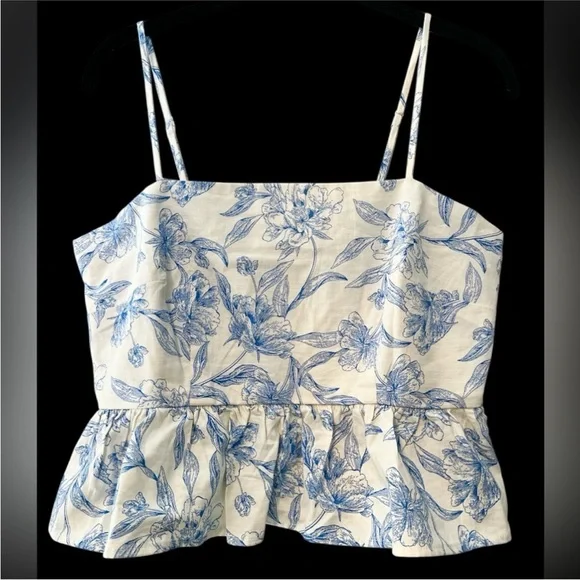 A New Day Blue Floral Peplum Camisole Top nwt small - Picture 2 of 3